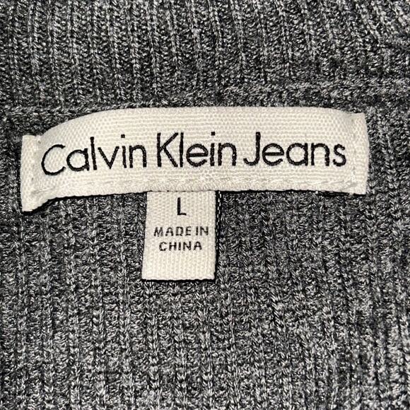 Mens Calvin Klein Jeans Gray and Black Zip Up Sweater Jacket Size Large - Picture 8 of 10